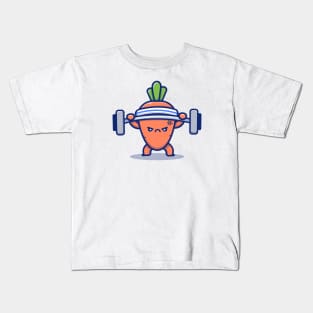 Cute Carrot Lifting Barbell Kids T-Shirt